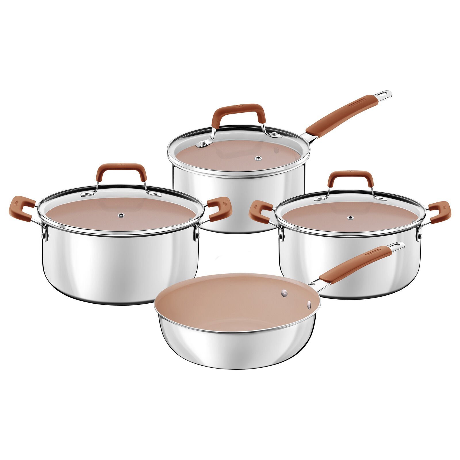 Tramontina Romagna Desert Clay Seramik Yüzeyli 7 Parça Çelik Tencere Seti
