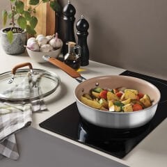 Tramontina Romagna Desert Clay Seramik Yüzeyli 7 Parça Çelik Tencere Seti