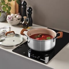 Tramontina Romagna Desert Clay Seramik Yüzeyli 7 Parça Çelik Tencere Seti