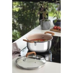 Tramontina Romagna Desert Clay Seramik Yüzeyli 7 Parça Çelik Tencere Seti