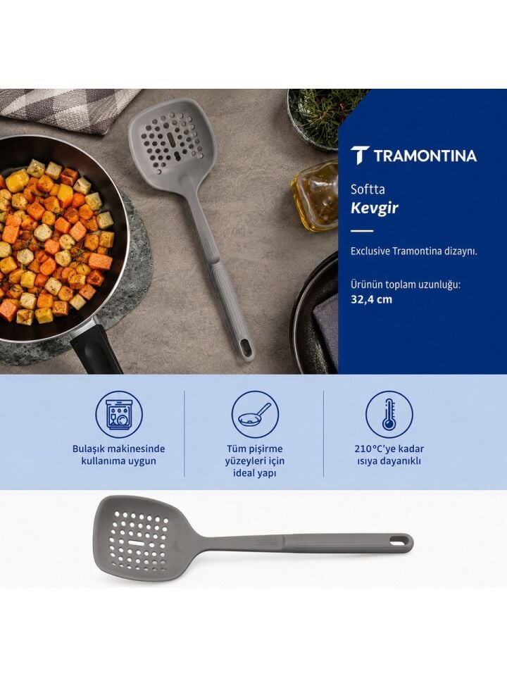 Tramontina Softta Silikon Kevgir Gri | Güçlendirilmiş Metal Gövde