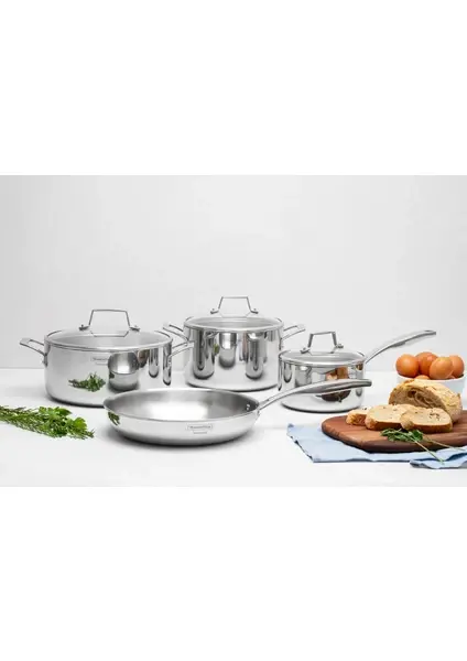 Grano Steel 7 Parça Pişirme Seti Cam Kapaklı