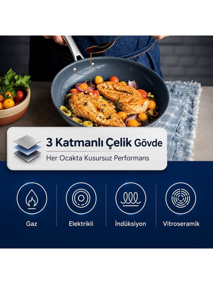 Tramontina Grano Seramik Yüzeyli Çelik Tava 20CM
