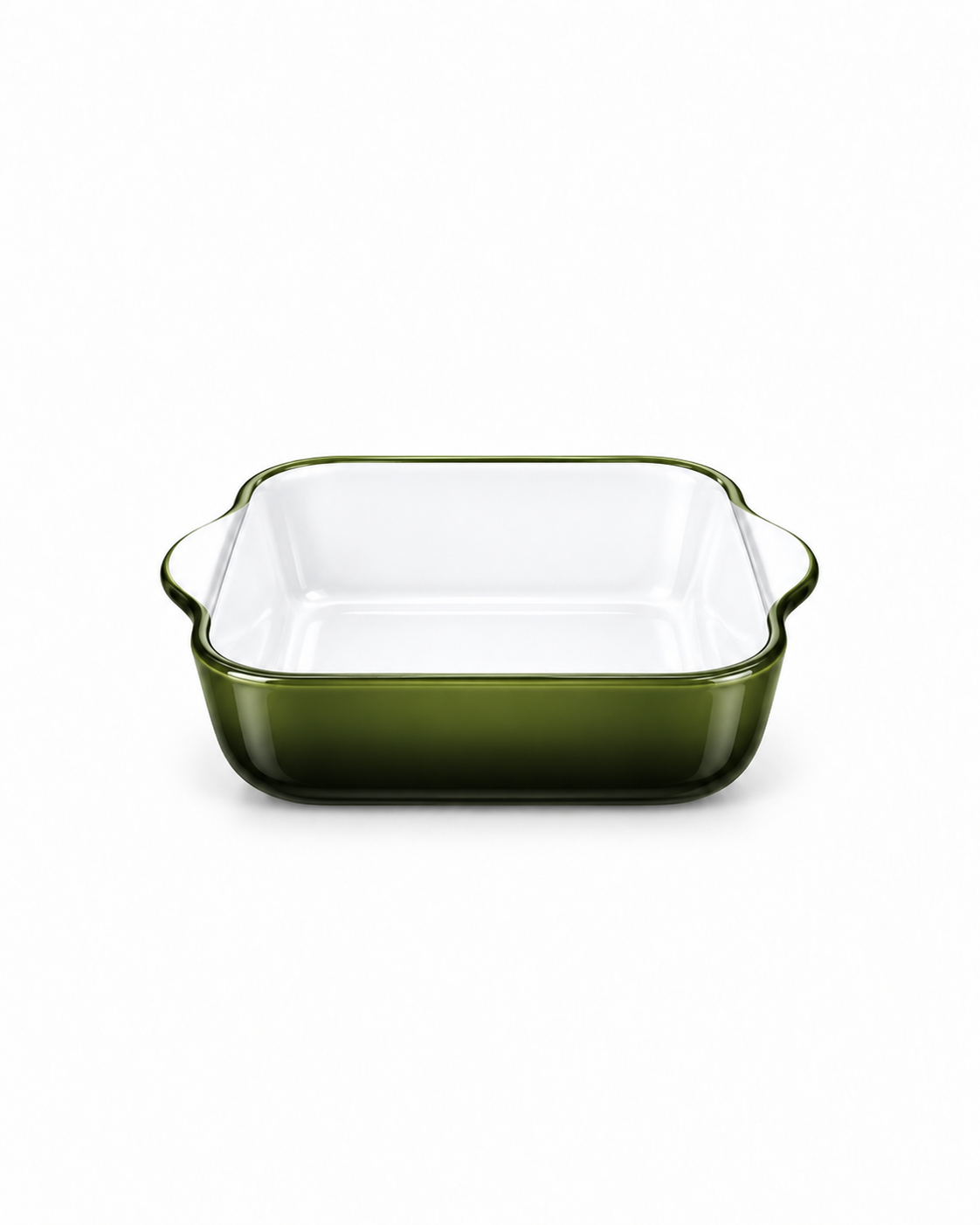 Vetro Glassco Quadrata Borosilikat Cam Fırın Kabı 21cm Kare Olive Yeşil
