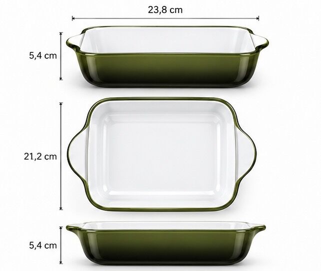 Vetro Glassco Quadrata Borosilikat Cam Fırın Kabı 21cm Kare Olive Yeşil